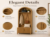 Arched Top Hall Tree with Bench and Shoe Storage,mudroom bench with storage,70.3"Arch Coat Rack with 81770398
