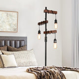 Dimmable Industrial Floor Lamp, Farmhouse Tree Floor Lamp, 68 Inch 3 Lights Wood Standing Lamp, W2738P227440