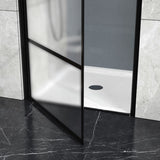 ZNTS Goodyo Framed Hinged Shower Door,34"X72" Swing Tempered Glass Door, Black, Frosted D16393759