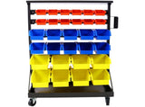 6-Tier Dual-Sided Rolling Bin Rack , 350 Pound Capacity, Includes 60 Organizer Bins, with Tray and W465P202988