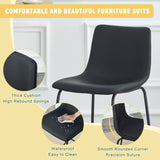 A set of 2 Modern Minimalist Style PU Material Bar Stools - Black, suitable for kitchen, bar, and W3226P279064