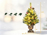 Set of 2 Small 3 Foot Cashmere Pine Christmas Tree in Cement Pot, Pre-lit 40 Warm White LEDs, 100 16975532