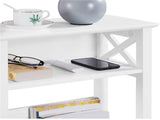 3 Tier Modern End Table with Storage Shelf, White 16216628