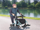 2-in-1 Rollator Walker & Wheelchair 6-Level Adjustable Handles, 1-Hand Folding, Storage 50220611