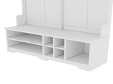 Modern Hallway Hall Tree Metal Hooks and Storage Space, Multi-Functional Entryway Coat Rack W1580P327014