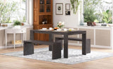 3-piece Farmhouse Style Simple Dining Set, Dining Table and 2 Benches, for Dining Room, Kitchen and 00932248
