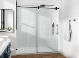48*76" Fixed & Sliding Shower Round Tube Hardware, Round Tube Hardware, Clear Glass Shower 77081278