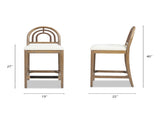 Leon 27" Arched Back Wood & Upholstered Counter Stool, Set of 2, Ivory White Boucle B2719P245956