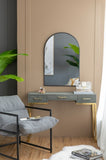 24" x 36" Black Arched Mirror with Metal Frame, Wall Mirror for Living Room Bedroom Entryway W2078135282