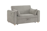 Marielle 55"W Gray Corduroy Convertible Sleeper Loveseat with USB Ports, Magazine Pockets, and B061P305697