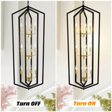 ZNTS 12-Light Lantern Tired Farmhouse Ceiling Hanging Light Black Chandelier Metal Modern Pendant Light W1592P209900