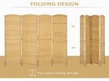 4-Panel 6ft Natural Wood Folding Screen Freestanding Room Divider for Home & Office 81614693