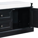 ZNTS Storage Bench with 2 Drawers and 2 Cabinets, Shoe Bench with Removable Cushion for Living Room, 52471490