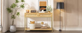 TREXM Entryway Table, Console Table with Two Drawers, Retro Hallway Table with Striking Geometric N715P227910N