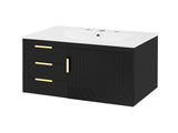 30" Wall Mounted Bathroom Cabinet with Ceramic Basin Sink, Bathroom Cabinet with Soft-Closing Door N710P324096B