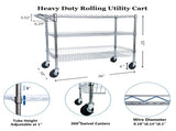 Heavy Duty Rolling Utility Cart,3 Tier Rolling Carts with Wheels,with Handle Bar & Shelf 02125237