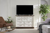 10 Drawer Dresser Chest for Bedroom with Wooden Base and Riser Trim, Wooden Rustic Rustic Chest of W2393P276633