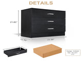 3-Drawer P2 Particleboard Bedside Table with Melamine Finish Drawer Cabinet Lockers 14101534