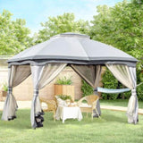 10' x 12' Outdoor Gazebo, Patio Gazebo Canopy Shelter w/ Double Vented Roof, Zippered Mesh W2225142547