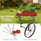 Wooden plant frame with wheels, red planting pot 33342235