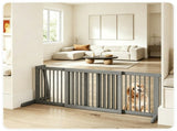 Adjustable Expandable Wooden Pet Gate 22 Inch Tall Freestanding Safety Fence, Gray Pine Wood Slide 24213249