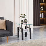 2-Piece Clear Tempered Glass Small Table, End Table for Living Room, Sofa Table W1718128634