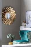 D31.5x3" Gold Mirrored Floral Wall Decor, Wall Mirror for Living Room Entryway W2078124366