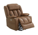 Pacay Brown Leather Aire Power Motion Recliner with Lift, Heating & Massage Function B2726P245483