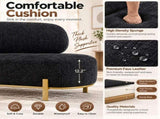 With Backrest, Gold Legs, Chenille Waiting Chair, 140*50*80cm, Black 28082880