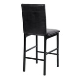 ZNTS Metal Frame Counter Height Chairs Set of 4 Brown Faux Leather Seat Black Metal Finish Dining Chairs B01146335