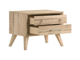 Classic Style Nightstand of 2x Drawers Natural Oak Finish Wooden Bedroom Furniture 1pc, Mid-Century B011P250503