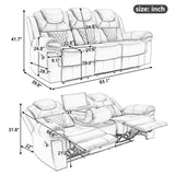 Home Theater Seating Manual Recliner Chair with Center Console and LED Light Strip for Living Room, WF310727AAJ