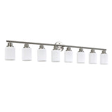 Modern 8-Light Vanity Wall Sconce, Brushed Nickel Finish with Frosted Glass Shades for Bathroom or W1340P206700
