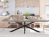 55.11"-70.86"Retro Rectangular Stretch Dining Table, Grey Carole Top With Same Color Embossed Center W757P437309