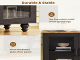 ON-TREND Farmhouse TV Stand with Tempered Glass Doors for TVs Up to 70", Versatile Sideboard with N721P206052B