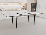 47"-63" extendable MDF modern dining and chair set, suitable for 2-6 people, white dining 42903618
