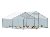 10 x 10 ft Large Metal Chicken Coop, Walk-in Poultry Cage Chicken Hen Run House with Waterproof 16911376