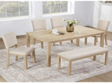 6 Piece Dining Table Set with Bench, Wooden Rectangular Kitchen Table Set with Bench and 4 16237770