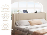 King Size Platform Bed , Metal Bed Frame with Charging Station, No Box Spring Needed, , Noise W636P288882
