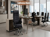 Executive Office Chair High Back PU Leather Desk Chair with Spring Seat Cushion, Ergonomic Swivel W3835P483845