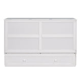 ZNTS Queen Size Mobile Murphy Bed with Drawer and Little Shelves on Each Side,White 86401985