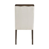 Contemporary Dining Set of 2 Side Chairs Beige Fabric Upholstery Brown Finish Wooden Furniture B011P355870