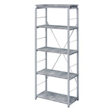 Grey and Silver 4-shelf Bookcase B062P186550