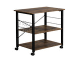3-Tier Microwave Oven Rack with 10Hooks 4 Wheels and X-Shaped Reinforcement on the Back Retro-Style 24693106
