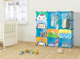 4-Layer 12-Grid 2-Hanging Rod Magic Cube Wardrobe, Plastic Steel Wire Material with Animal 30978440