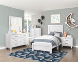 White Finish Twin Size Panel Bed Wooden Bedroom Furniture 1pc, Bed in a Box B011P248600