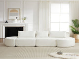106.3-inch V-shaped modular sofa set in chenille fabric, featuring three throw pillows and two W3505P383961