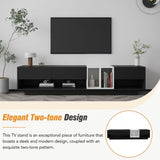 ON-TREND Sleek and Stylish TV Stand with Perfect Storage Solution, Two-tone Media Console for TVs Up WF311772AAB