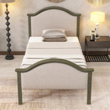 ZNTS Twin Size Bed Frame with Headboard and Footboard, Upholstered Twin Platform Bed with Strong Wooden W504140832