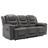 3 Seater Home Theater Recliner Manual Recliner Chair with Two Built-in Cup Holders for Living WF323620AAE